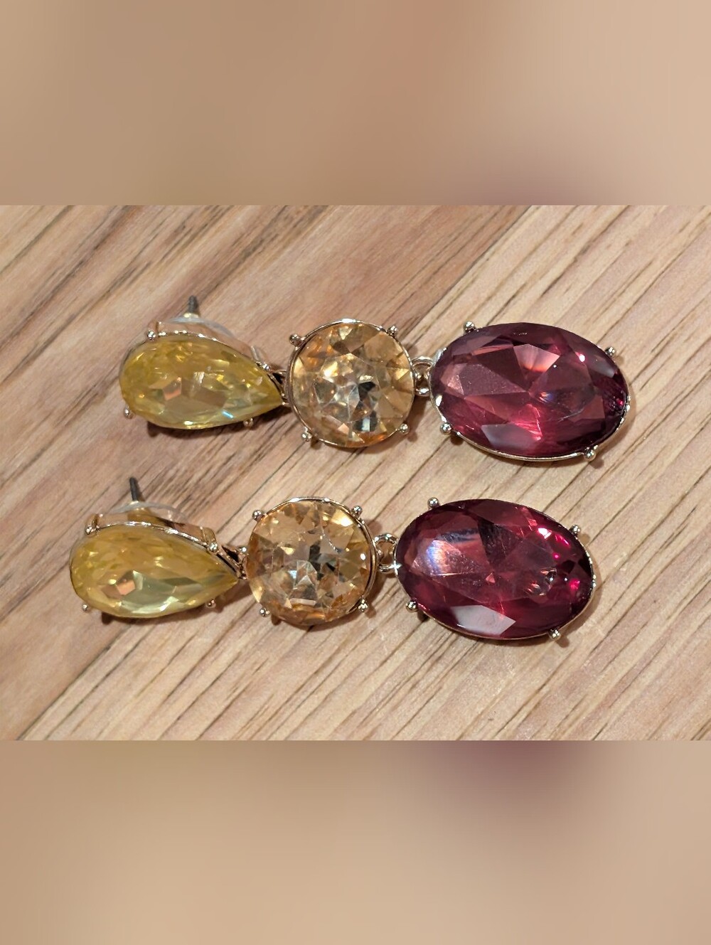 Gold-Tone Multicolor Gemstone Link Bracelet - Yellow, Champagne & Pink Stones